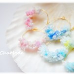 泡（あぶく)シリーズ3色セット の　毛糸　イヤリング or　ピアス