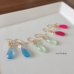 《14kgf》カラーカルセドニーのmarineピアス