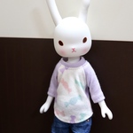 rurukoサイズ●ラグランシャツ   薄紫×キャンディプリント