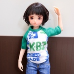 rurukoサイズ●ラグランシャツ   グリーン×英字プリント