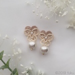 ビオラの耳飾り【ベージュ×ホワイト】