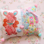 hana*ハンドメイド★レトロアニマルのピロークッションmini★ピンクうさぎちゃん