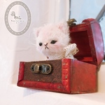 【Niu】小さなアルパカモヘアの猫さん 苺みるくA No,534