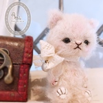 【Niu】小さなアルパカモヘアの猫さん 苺みるくB No,535