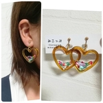 【再販】べっ甲ハートさざれ石◎ピアスorイヤリング①