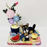 【ｎａ様オーダー作品】座布団豆柴〜朝顔☆*:.｡. o
