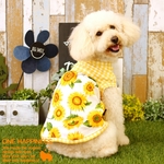 犬服☆【中型犬】【2L】ひまわり&イエローチェック バルーンワンピース♪