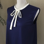 リボン チュニック(ネイビー×オフホワイト)