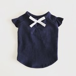 【再販】犬服・袖フリルバックリボンTee_ネイビー