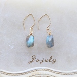 k18  約2.8カラット ラブラドライト  フックピアス Jojuly  marquise《受注製作品》