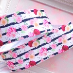 【8475】2m350円 38mm幅 グログランリボン フラワー 花柄 ストライプ 小花