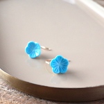 ターコイズのお花ピアス(14kgf)