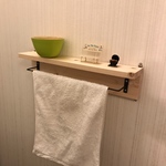 【yuki2070様専用】ウォールシェルフ 棚あり ホワイトアイアン ハンガー 46cm サイズオーダー可 送料無料 栄町工房 ＊ 小物置き おしゃれ カフェ シンプル