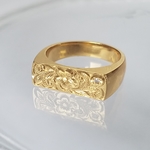 Wide hawaiian ring　印台指輪、K18GP幅広リング＜送料無料＞ PY-096