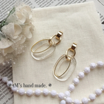 クリアオーバル＊ゴールド＊イヤリング/ピアス