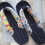布ぞうり：dark blue24.5cm/natural garden