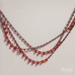 ガラスビーズネックレス 2way_red×gray