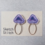 lavender×gold foop刺繍ピアス