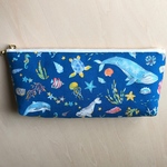 海の中のペンケース 青① (マチあり)