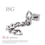 16G 軟骨ピアス チェーン ユニセックス 4角キャッチ シンプル 大人 ボディピアス SPU024 SV