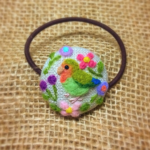 リネンのヘアゴム--コザクラインコ