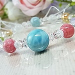 【お得品】♥優しい幸せの虹♥大粒13.5㎜ラリマー/インカローズ/アクアマリン/ムーンストーン◆e16◆パワーストーン♥ 