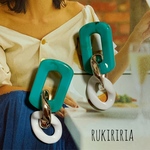 RUKIRIRIA #318 ターコイズチェーンピアス  大ぶりピアス 大ぶりイヤリング 