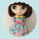 レトロフラワーワンピース♡light blue
