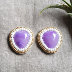 ～再販～ marble lavender ビーズ刺繍 イヤリング