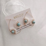 turquoise×pearl hoop＊ear accessory