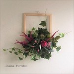 ◆横幅40㎝額のアレンジ【ローズとアスチルベ】◆造花・壁掛けリース◆