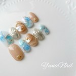 天然石ネイル♡ショートオーバル
