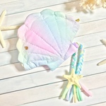 【一点物】太陽染め・人魚姫のシェルポーチ  ライム・ミントソーダ