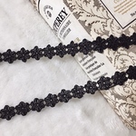 ＊再入荷＊1m 可愛い お花 ケミカルレース ブレード 黒 BK190618 ハンドメイド 手芸 素材 材料 DIY