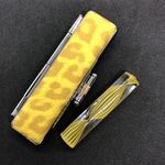 銀行印*認印/クリア透明カラーハンコ12mm&ヒョウ柄ケース
