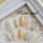 再販④スモークグリーンボーダー♡ネイルチップ