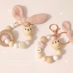 ベビーピンクなテディーちゃん♡ イニシャル付き 単品 歯固めリング 歯固めジュエリー 歯固めストラップ キーチェーン キーホルダー