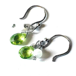 再々販 ／☆Silver925/天然石/宝石質ペリドット &  ブルームーンストーンのツインパワーストーンピアス☆(ロジウムGP/イヤリング変更可→合金バネ式か、半透明の樹脂製）
