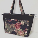 【SALE】ファスナー付き バッグ トートバッグ 和柄 花茶