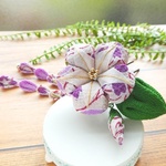 ▼つまみ細工のアサガオかんざし*藤色花柄　浴衣・お祭り・花火大会にどうぞ