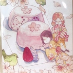 ポストカード "おいしい桜大福と和装の女の子" 3枚セット