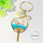 【金魚柄】うちわモチーフ キーホルダー/夏向け！