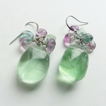 大粒カットフローライトのピアス/イヤリング