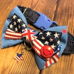 犬・猫の首輪　24～28　cocochanリボンベルトチョーカー　星条旗・スマイル・アメリカン・星