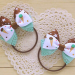 チョコミントアイスのリボンヘアゴム2個セット