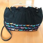 がま口ショルダーバッグ　ダックスプリントブルー