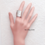 錫（スズ）槌目ロングリング2cm