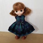 オビツ11　ワンピース　服　緑チェック