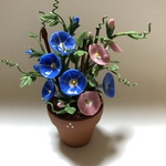 朝顔 粘土の花鉢 ミニチュア