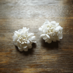pierce 【 布花紫陽花のまあるいピアス ＊ しろいろアナベル 】